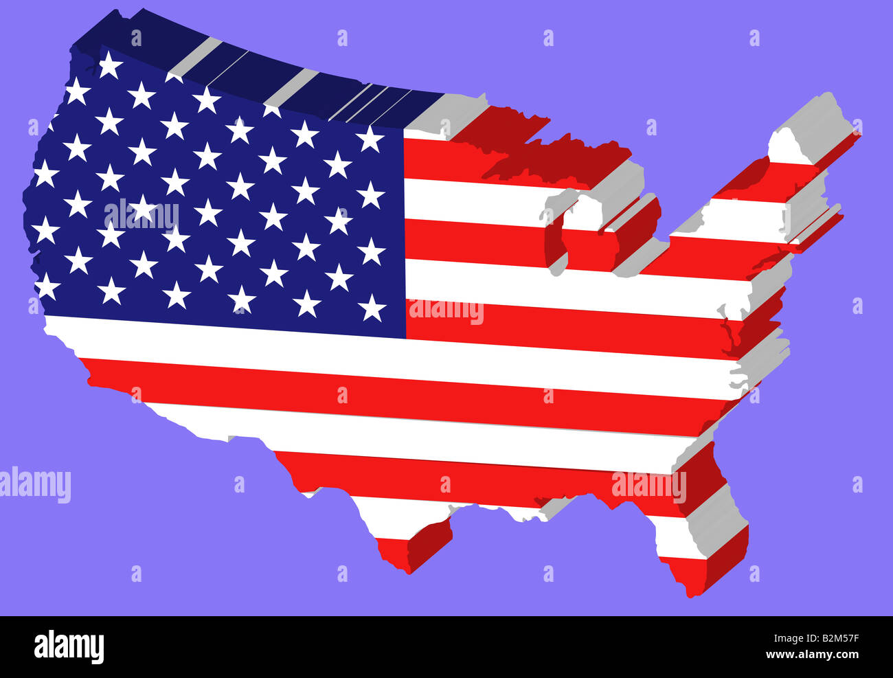 map and flag of usa Stock Photo