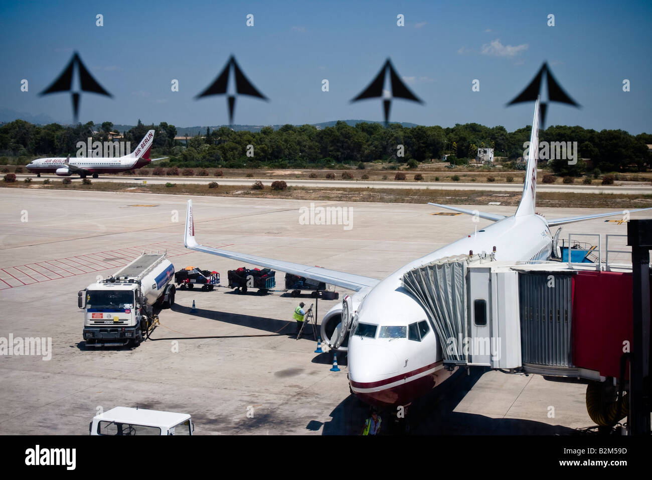 AirBerlin plane will be fuel at the gate at Palma de Mallorca Airport