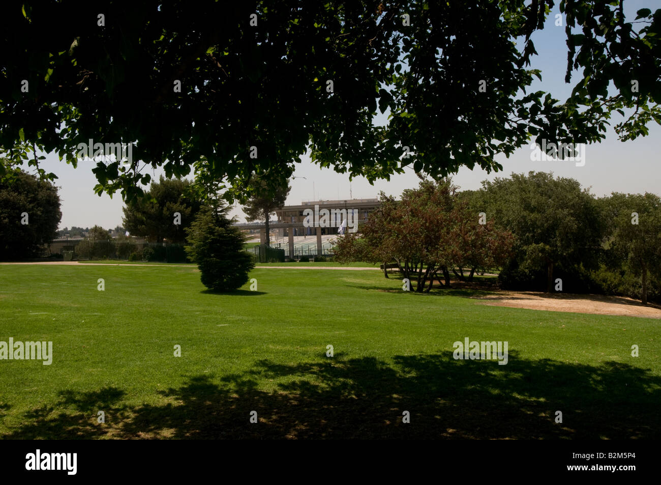 View of the Knesset (Israeli parliament) from the Wohl Rose garden Stock Photo