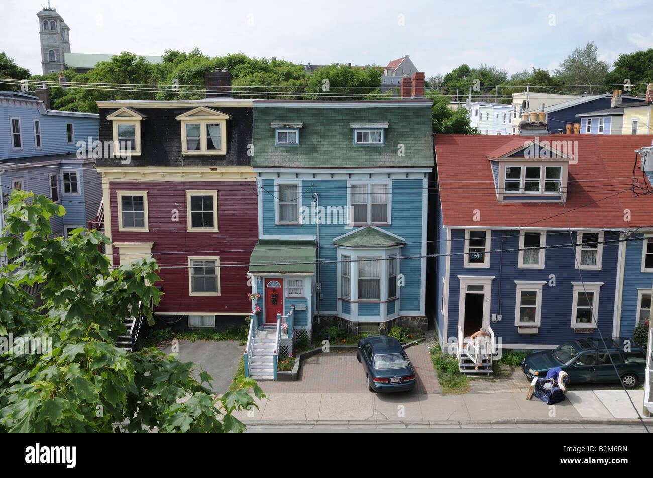 Some of the colorful frame houses of St John's, the capital of Newfoundland and Labrador. Stock Photo