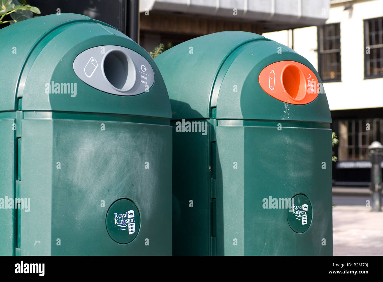 Recycling bins in Kingstonuponthames Stock Photo Alamy
