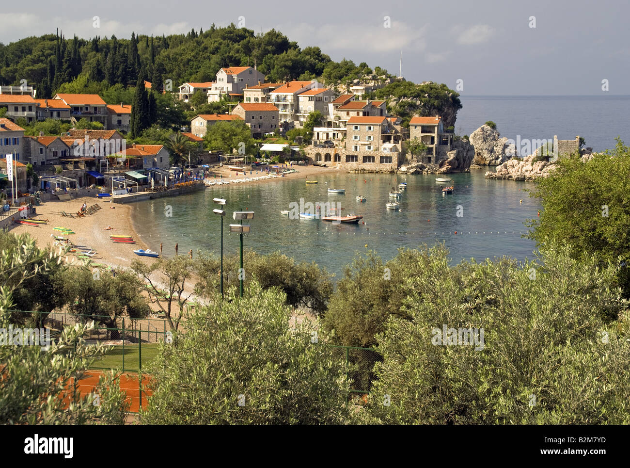 Maestral Resort and Casino on Budva Riviera of Adriatic Sea Stock Photo