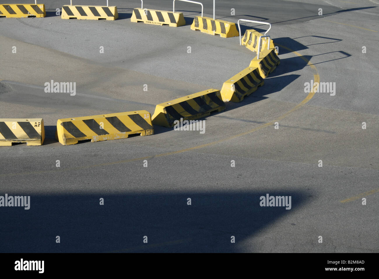 Lanes With Traffic Bollards Stock Photo - Alamy