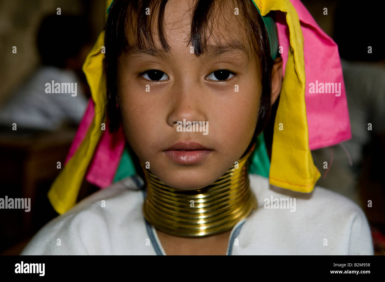 Portrait of a Paudong long neck woman Stock Photo