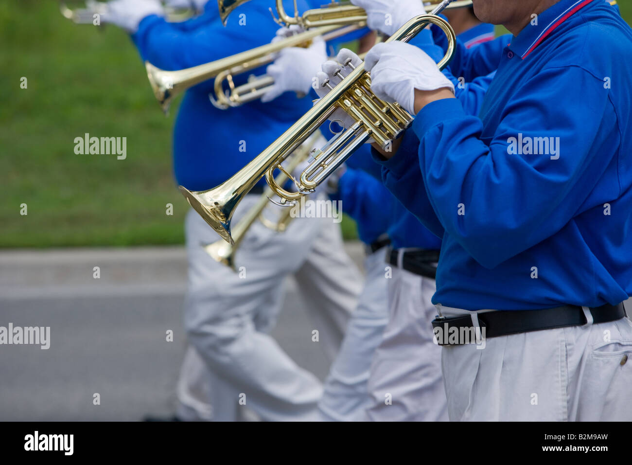 Trumpet players in a marching band at The Toronto Caribana Parade. Stock Photo
