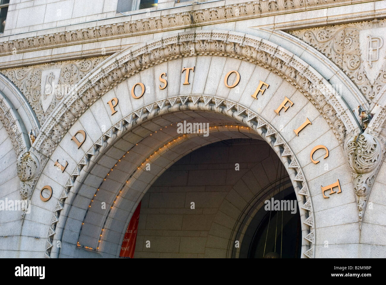 Arch at he Old Post Office in Washington D C built in the 1890s and recently converted to an international hotel by Donald Trump Stock Photo