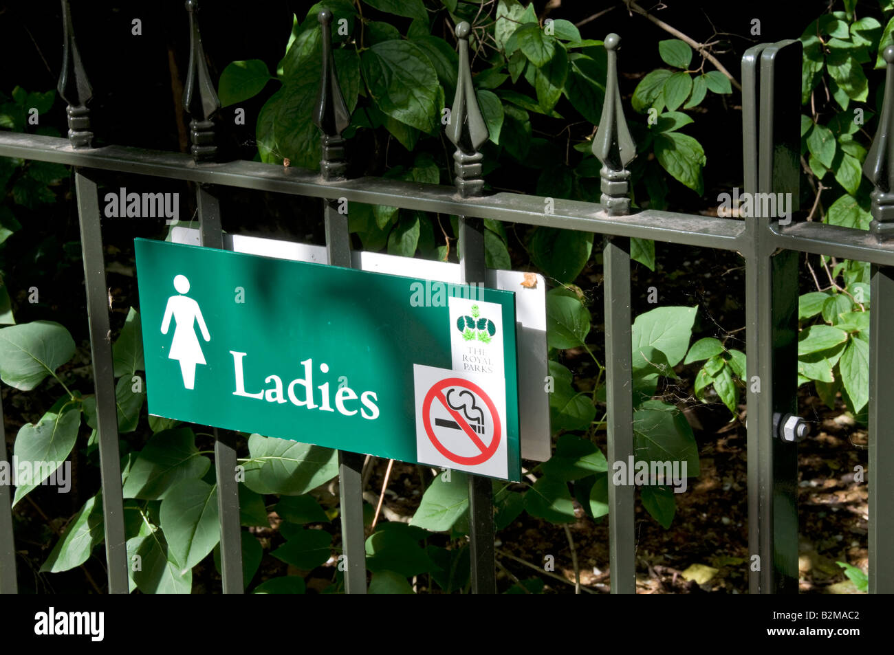 Sign indicating ladies toilets in St James Park Whitehall London Stock
