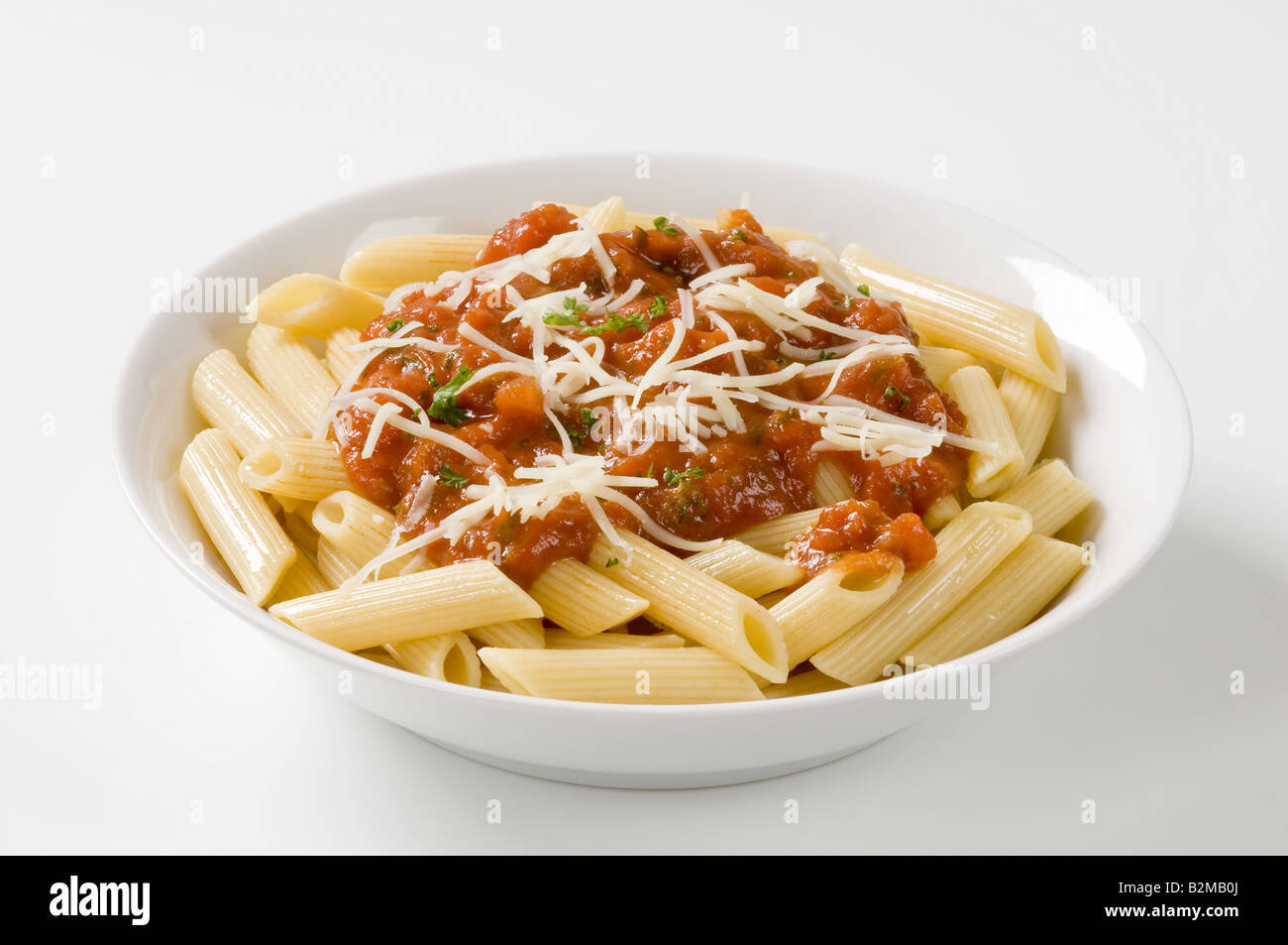 Penne with tomato sauce and cheese Stock Photo - Alamy