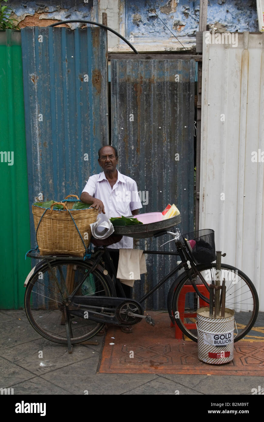 Malaysian street vendor in Little India, Georgetown, Penang, Malaysia Stock Photo