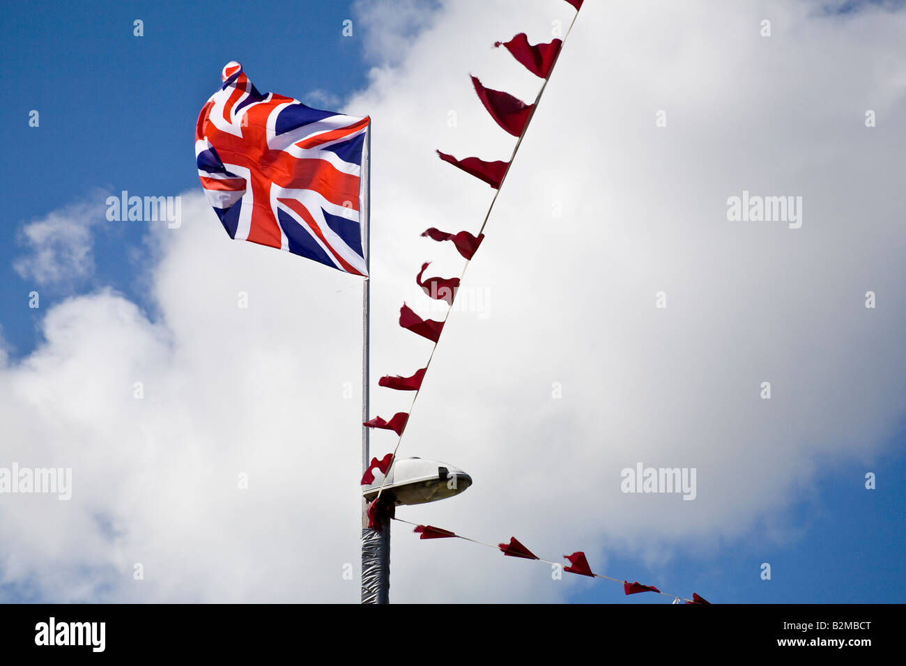 Unionist flags in The Fountain district of Londonderry, County Derry, Northern Ireland Stock Photo