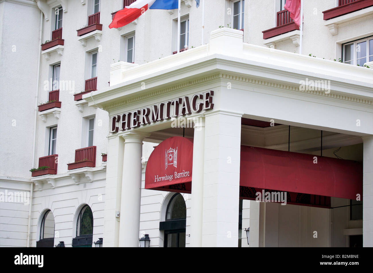 Entrance to the Hermitage Hotel in La Baule, France. Stock Photo