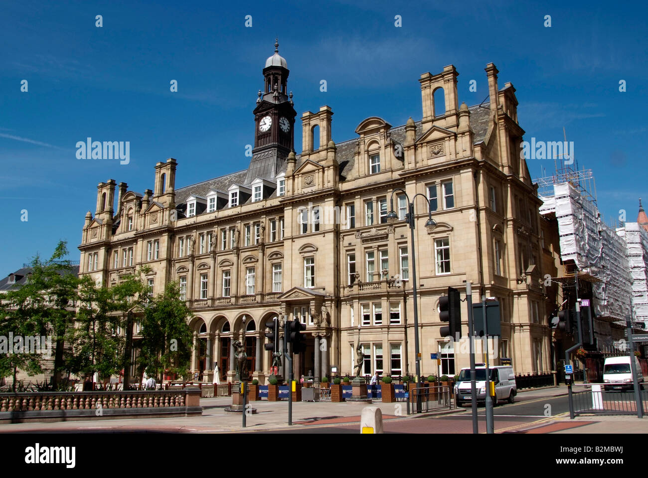The former post office building now stylish restaurant in City Square Leeds Stock Photo