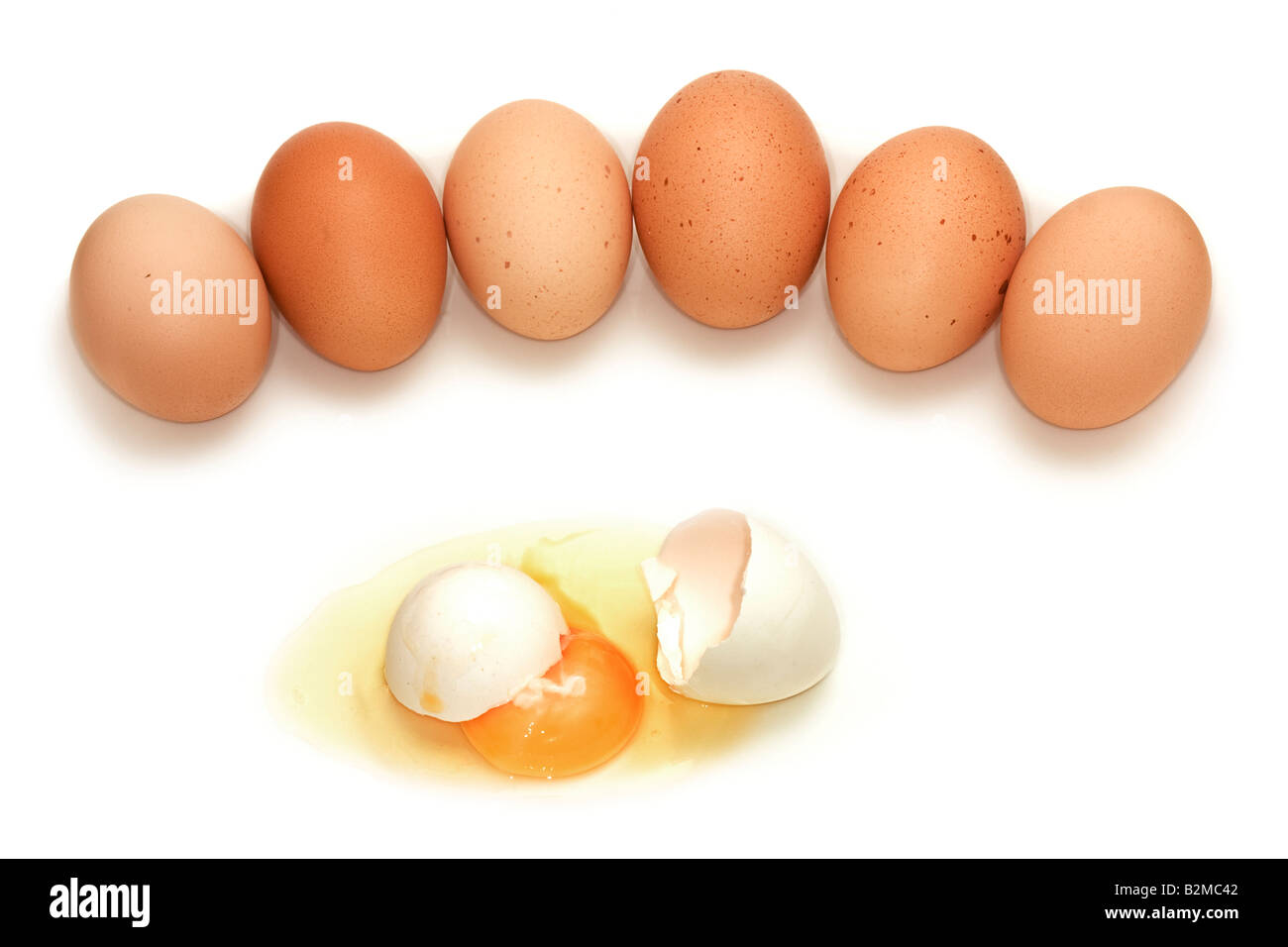 Eggs showing concept for racism murder ethnic violence or mobbing Stock Photo