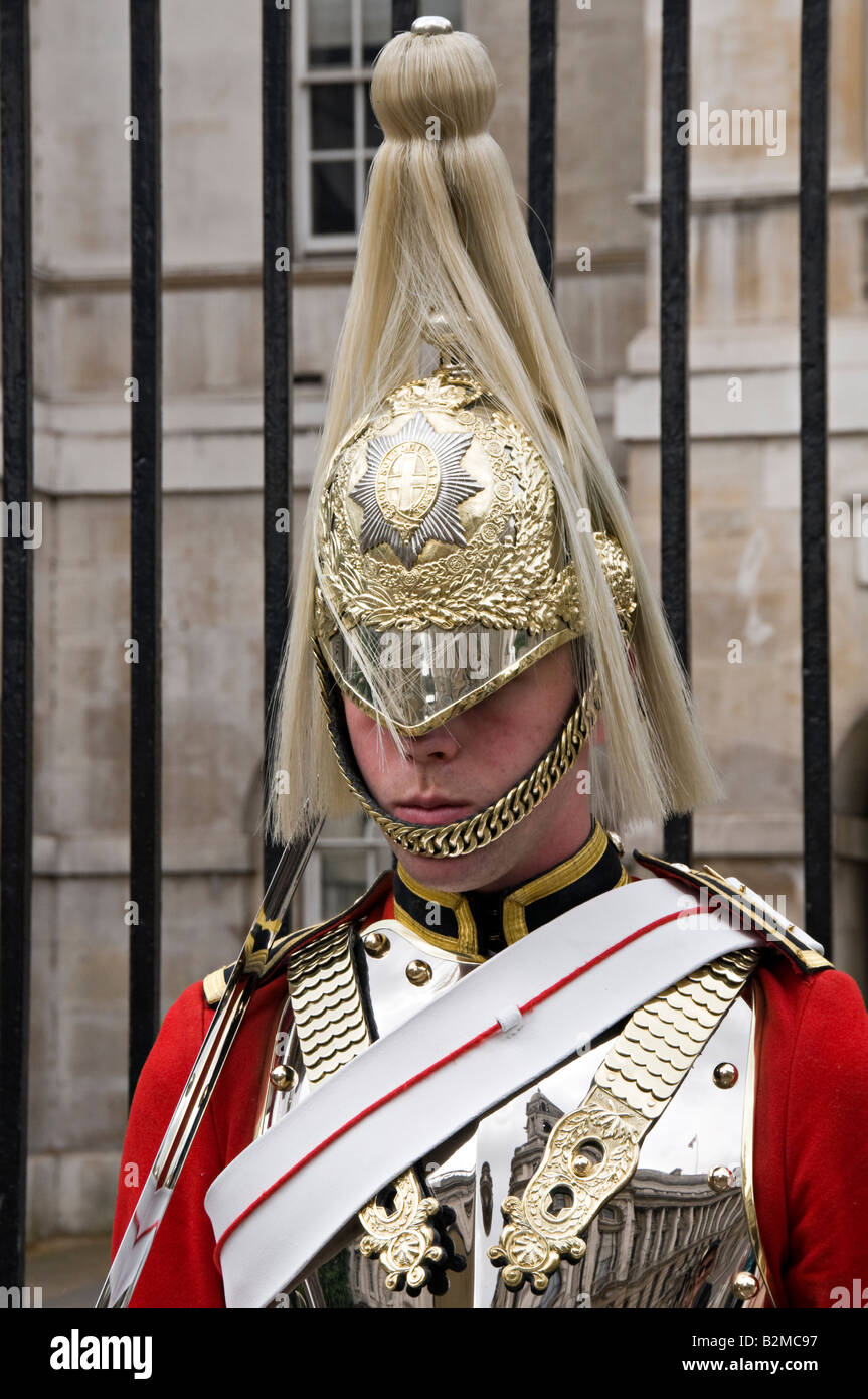 Horse guard on duty outside Horse Guards, Whitehall  London Stock Photo