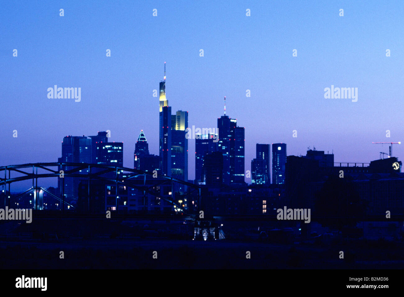 The skyline of Frankfurt am Main night Stock Photo - Alamy