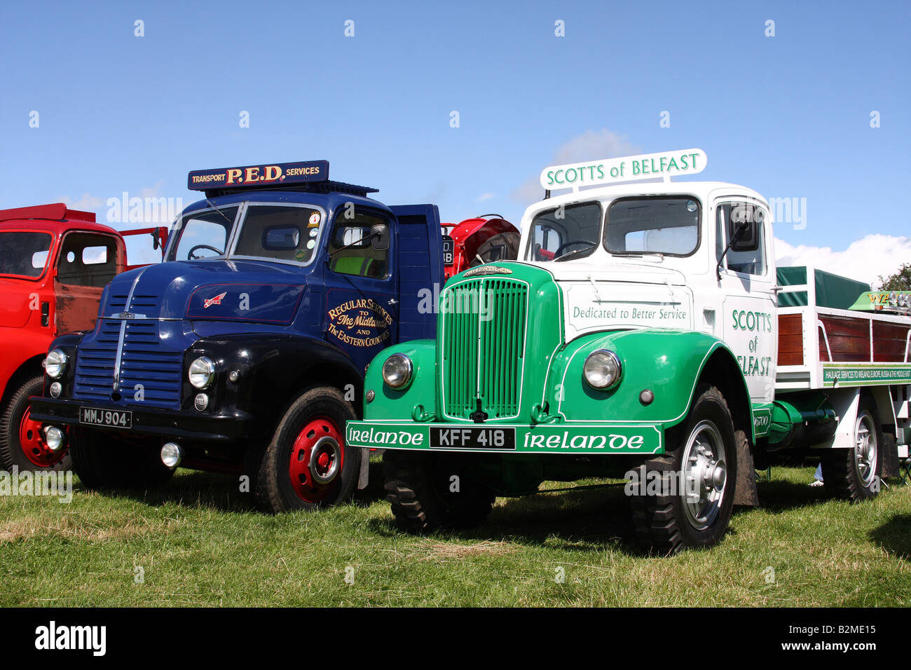Vintage Lorries. Leyland Comet and Morris Commercial delivery trucks at the Cromford Steam Engine Rally 2008. Stock Photo