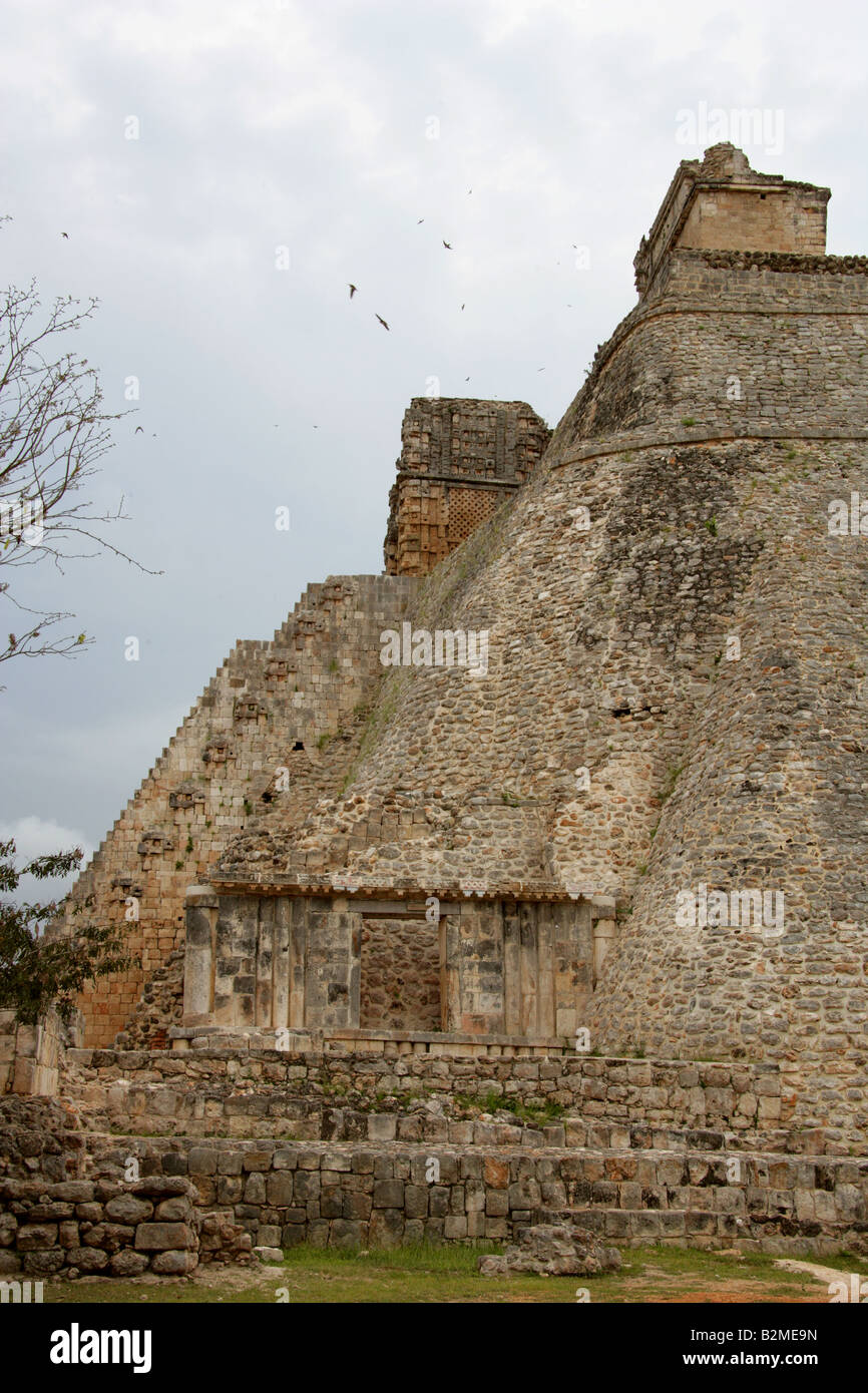 Pyramid of the Magicians, Uxmal Archeological Site, Yucatan Peninsular, Mexico. Stock Photo