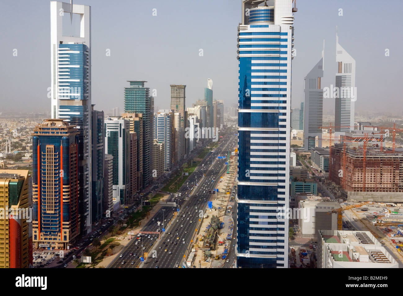 Dubai, United Arab Emirates. Skyscrapers on Sheikh Zayed Road Stock Photo