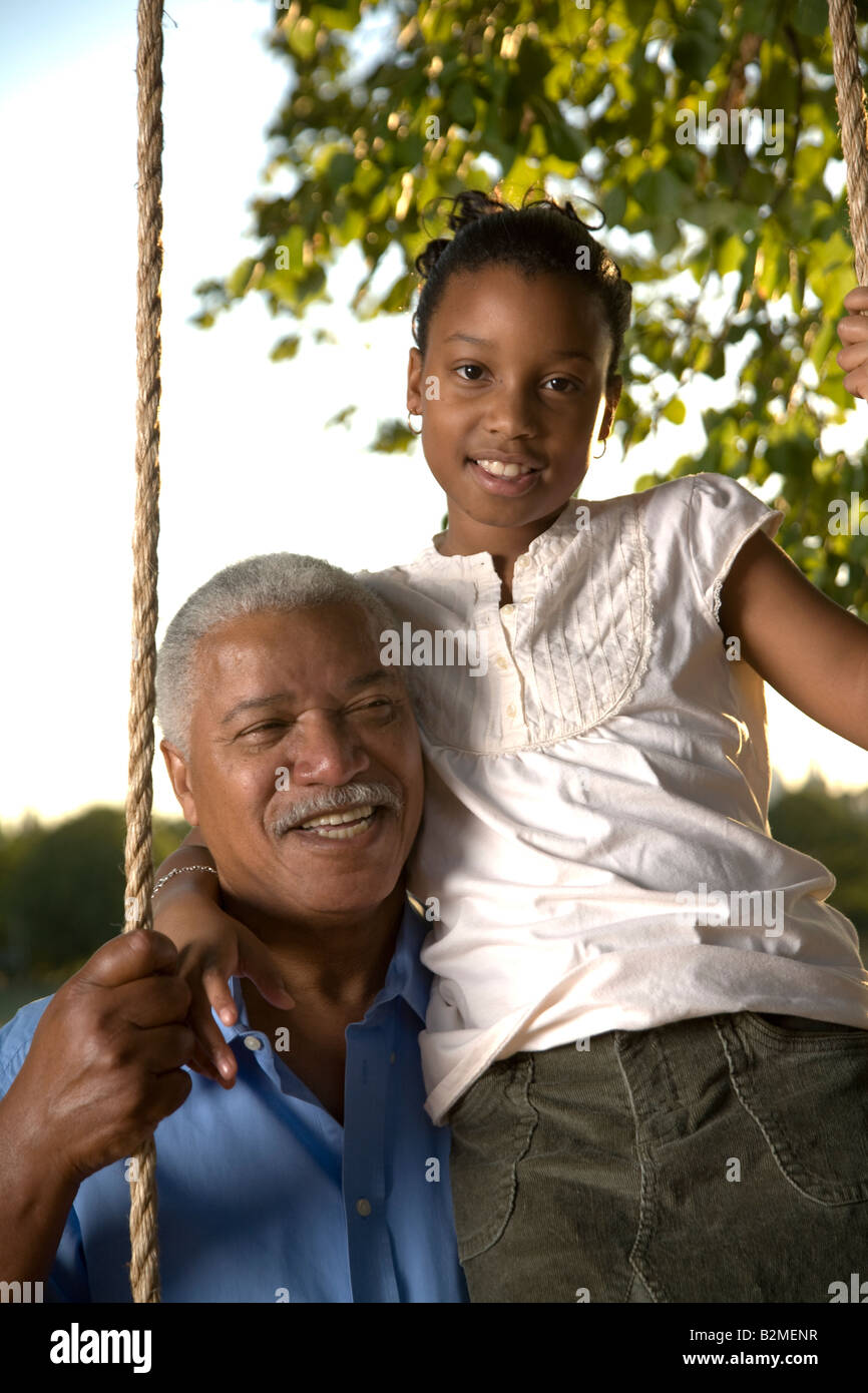 Grandfather and grand daughter together Stock Photo Alamy