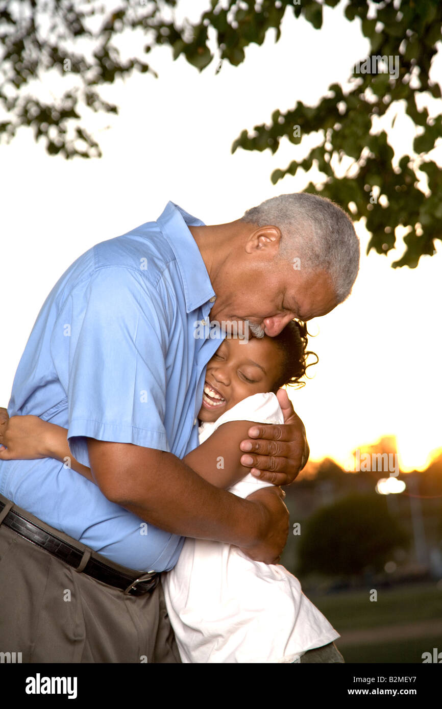 Grad Father grand father and grand daughter outdoors Stock Photo - Alamy