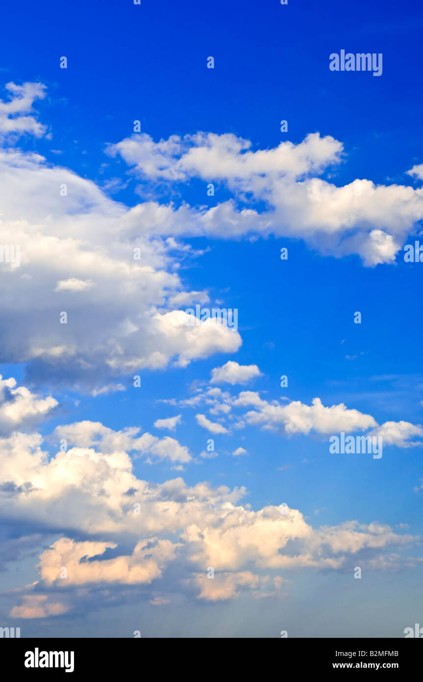 Background of blue sky with white cumulus clouds Stock Photo - Alamy