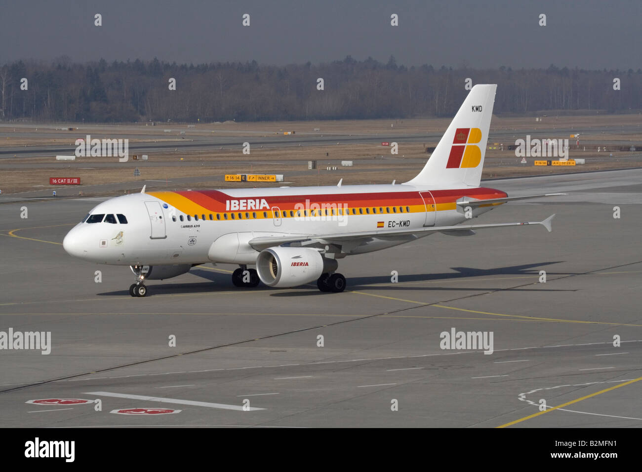 Iberia Airbus A319 passenger jet plane taxiing on the ground at Zurich Airport Stock Photo