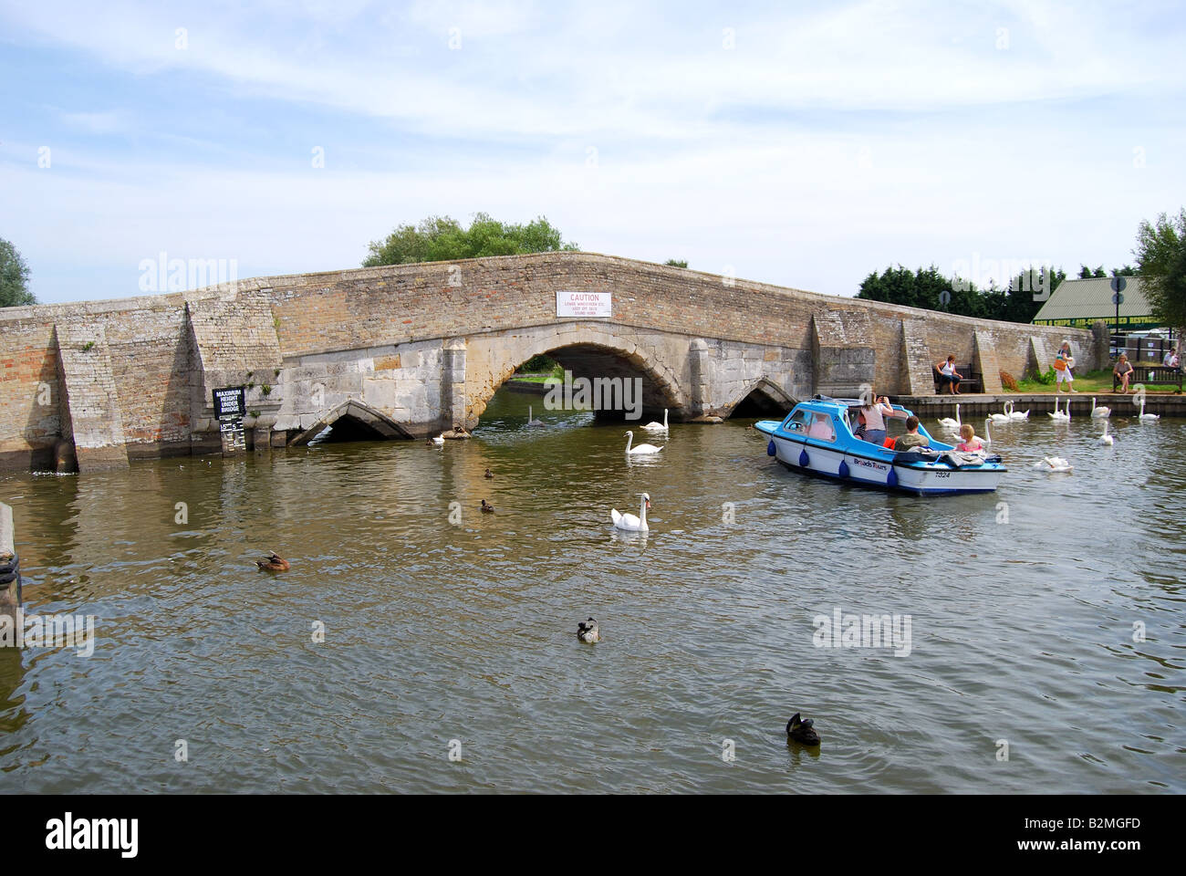 Old Stone Bridge over River Thume, Potter Heigham, Norfolk Broads, Norfolk, England, United