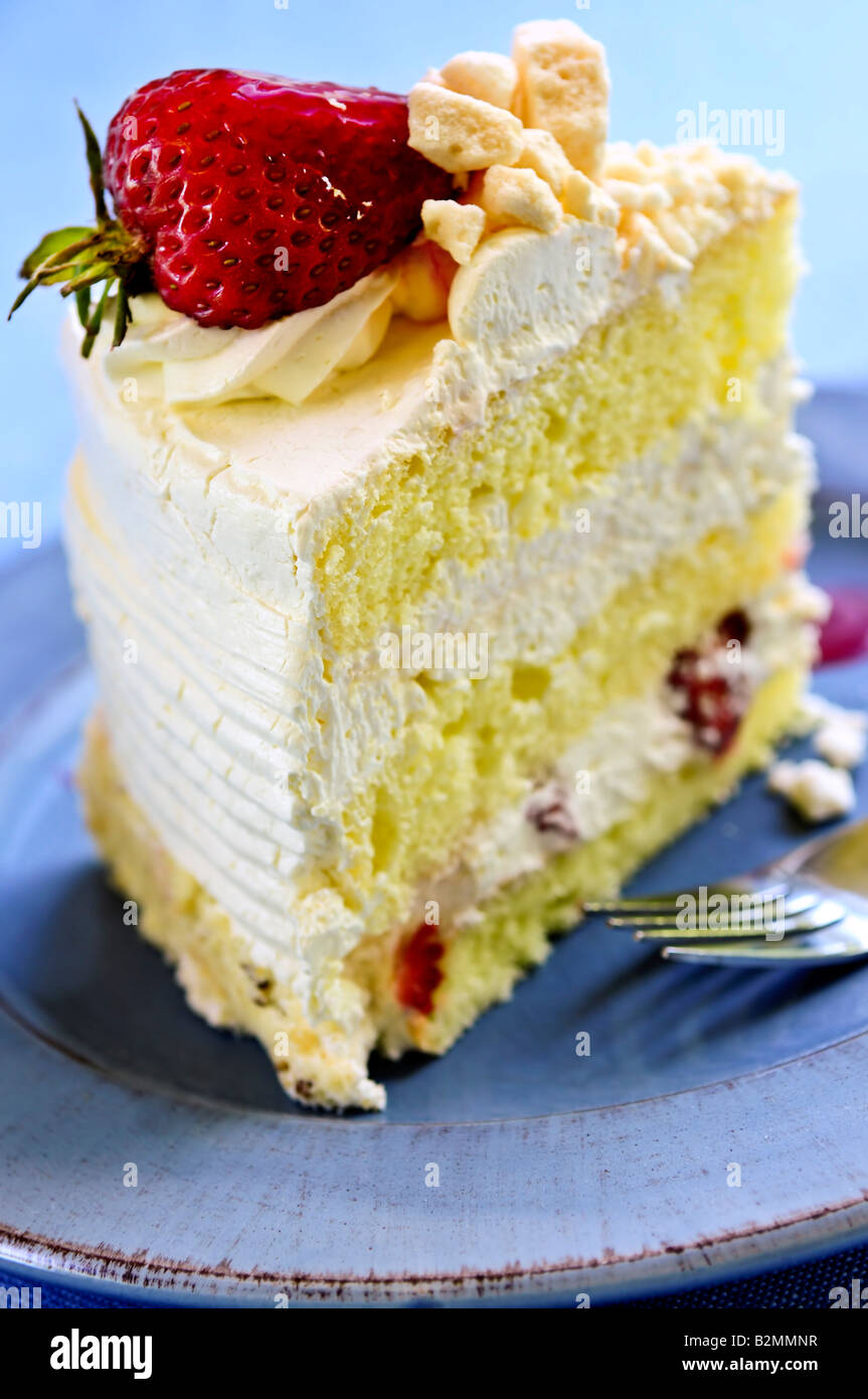 Slice of strawberry meringue cake on a plate Stock Photo Alamy