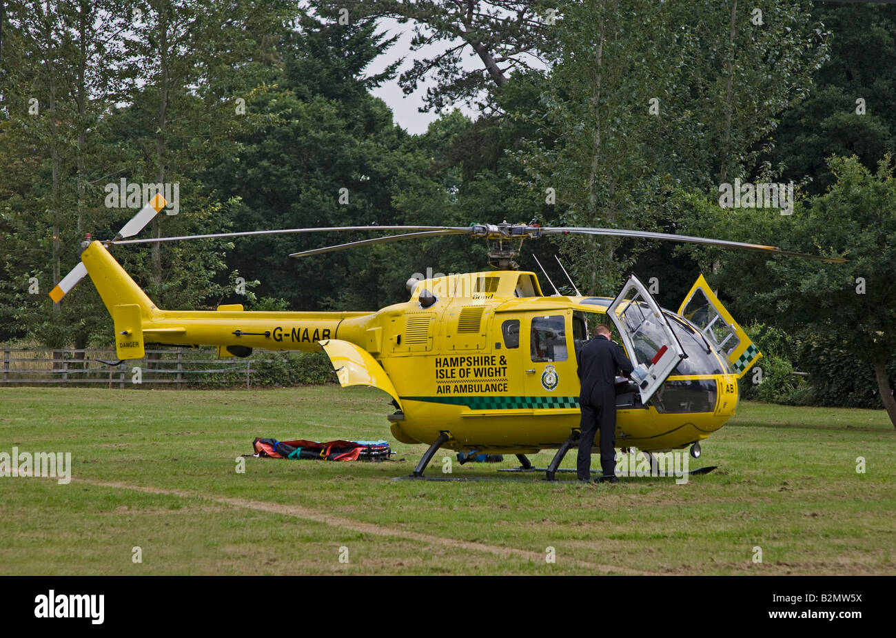 Yellow Helicopter Air Ambulance for Hampshire and the Isle of Wight, on