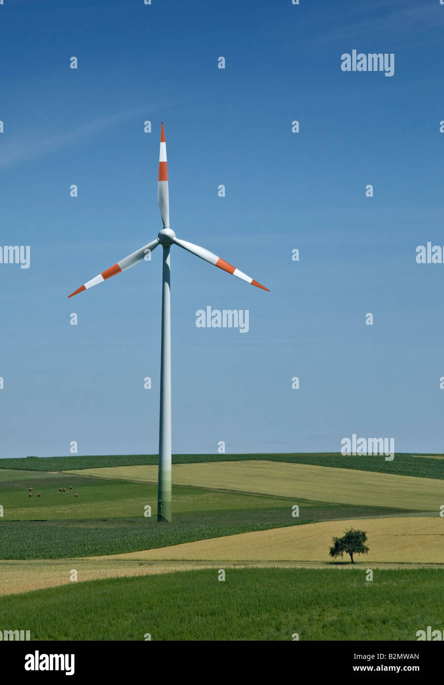 Wind Turbine in Fields, Germany Stock Photo