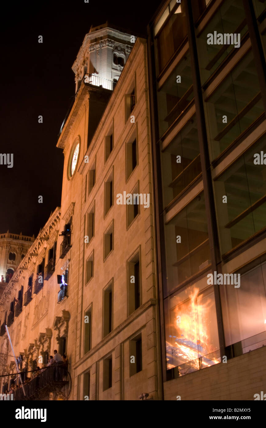 Painted sculptures of wood and foam burned at midnight on the Eve of St