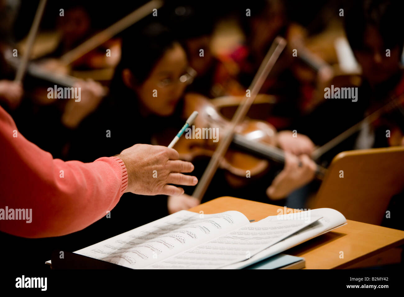 Orchestra of the conservatory Robert Schumann Stock Photo