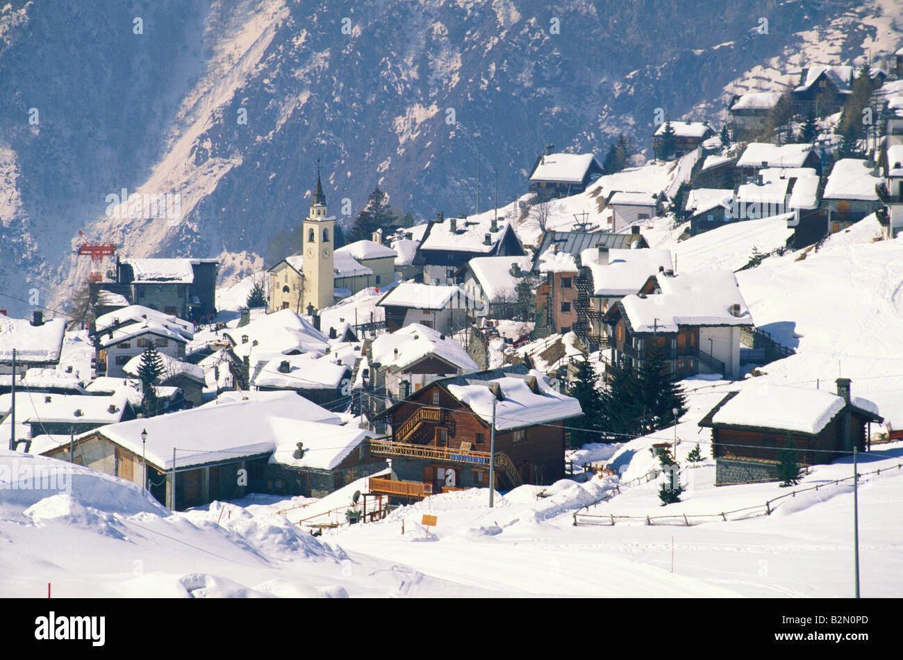 village view, chamois, italy Stock Photo Alamy