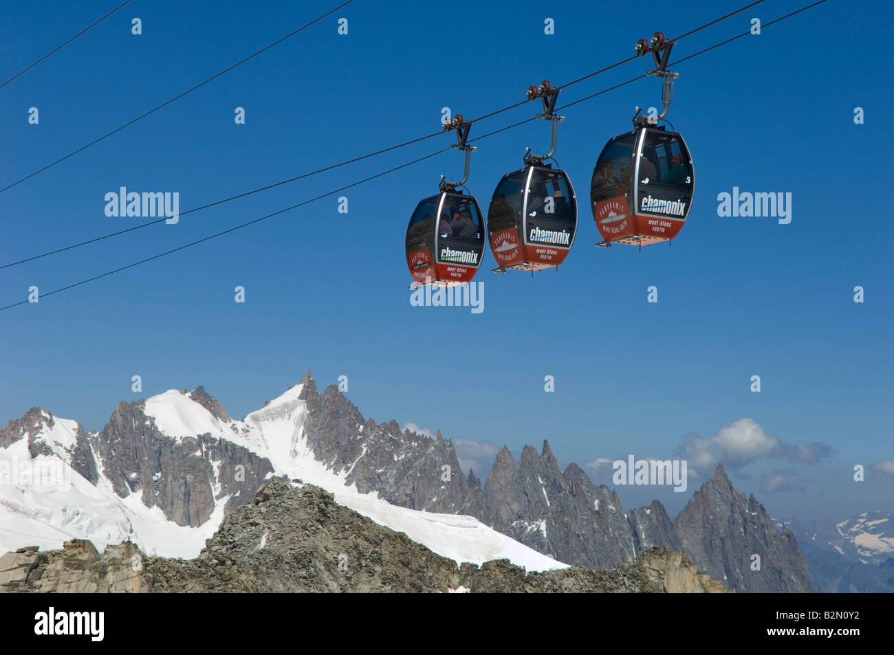 cable car punta helbronner aiguille du midi, courmayeur, italy Stock