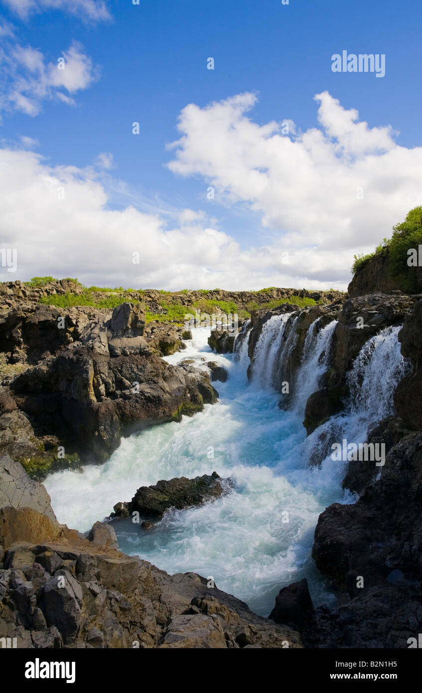 Barnafoss falls, near Reykholt Iceland Stock Photo