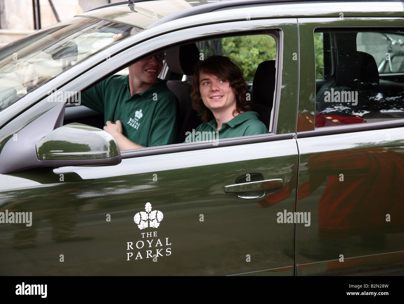 Royal Parks staff in official car, London Stock Photo