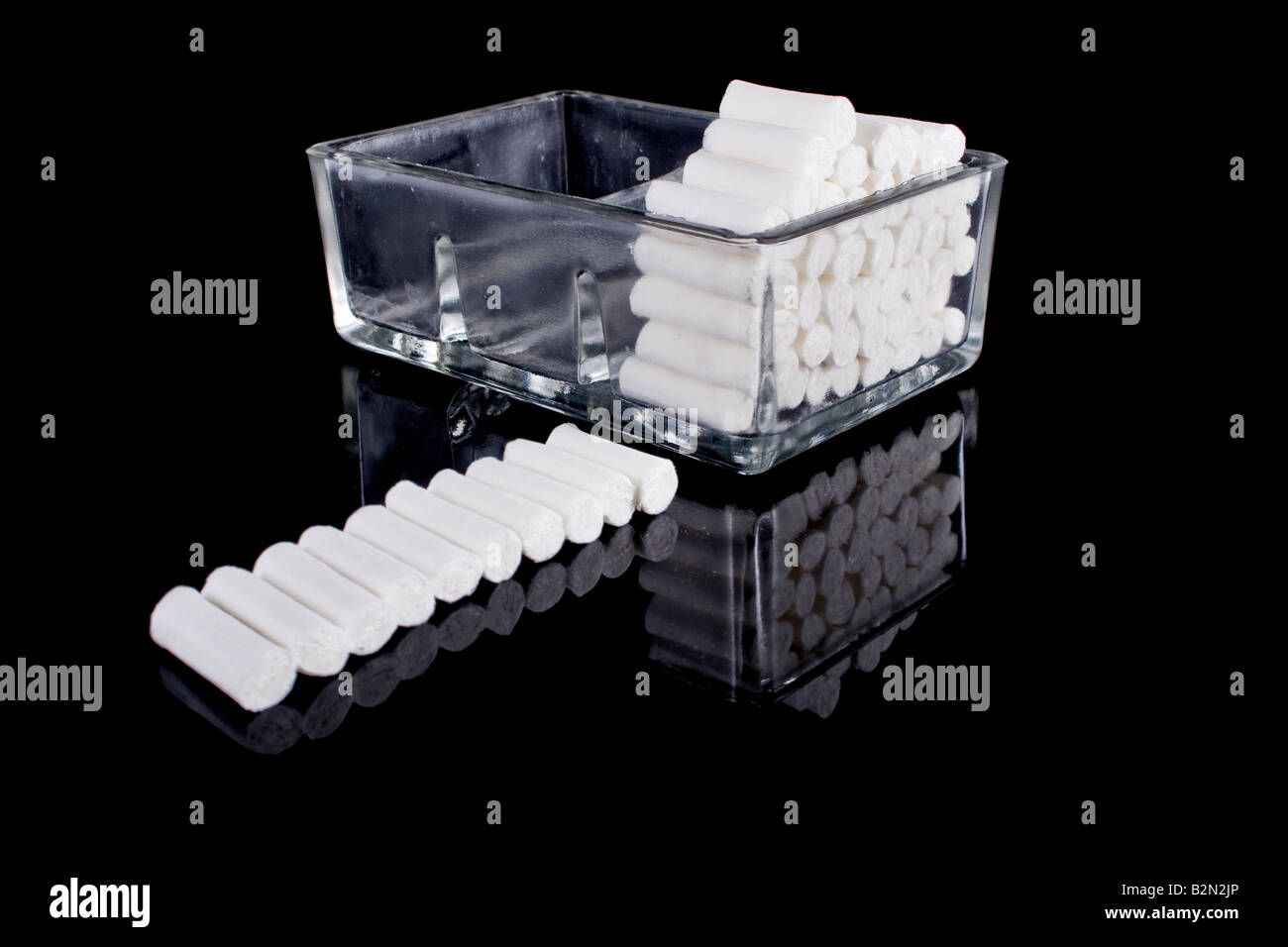 stomatology equipment round white cotton bars Stock Photo
