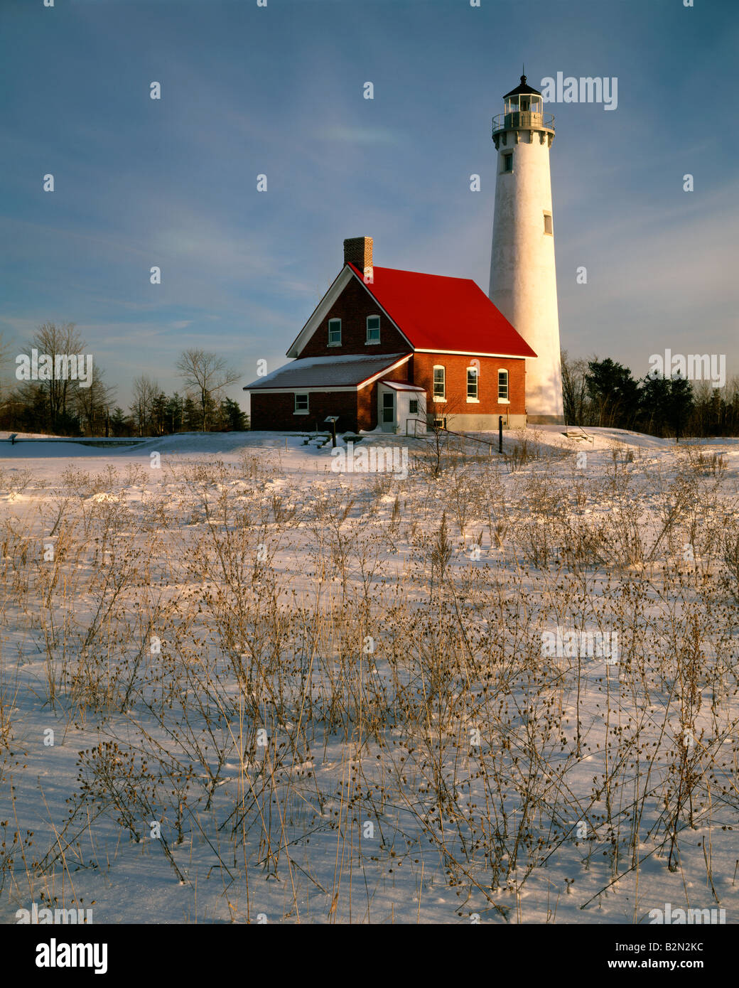 Lighthouse at Tawas Point Lake Huron Michigan USA, by Willard Clay/Dembinsky Photo Assoc Stock Photo