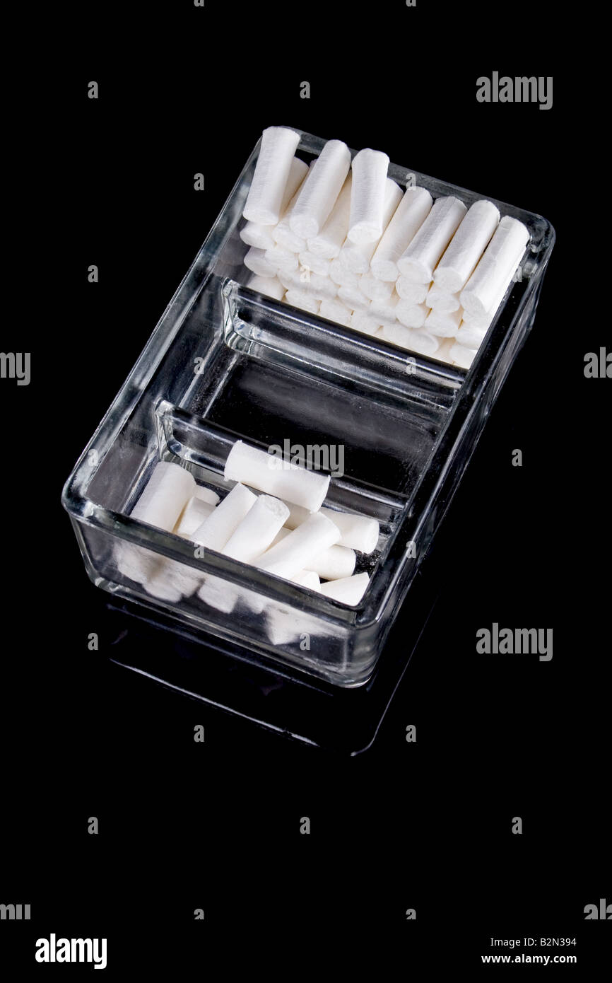 stomatology equipment round white cotton bars Stock Photo