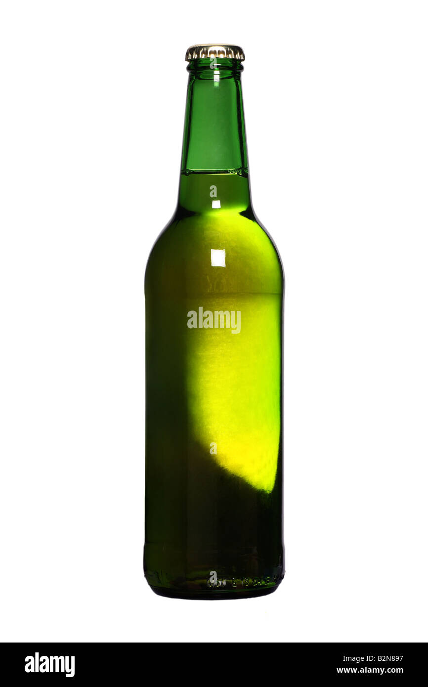 unopened beer bottle with light shining through Stock Photo Alamy