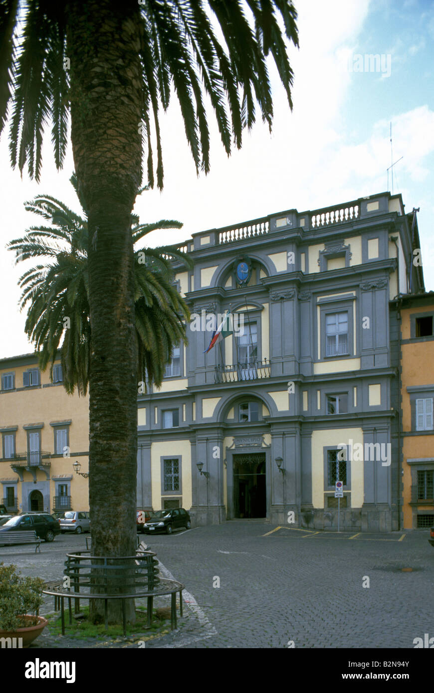 3 novembre square and town hall, bracciano, italy Stock Photo