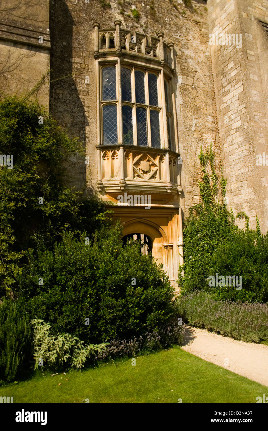 The Oriel Window at Lacock Abbey. The subject of the first photographic negative taken during research by Fox Talbot. Stock Photo