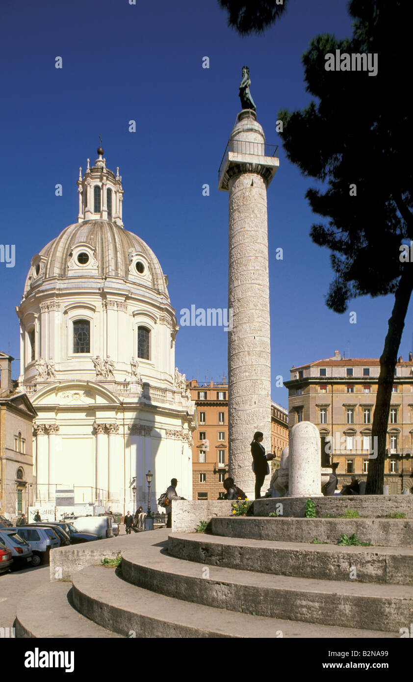 ss. nome di maria and trajan column, rome, italy Stock Photo
