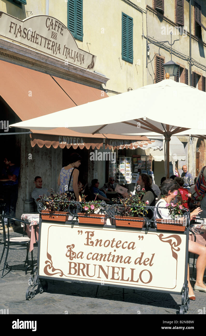 village centre and wine shop, montalcino, italy Stock Photo Alamy