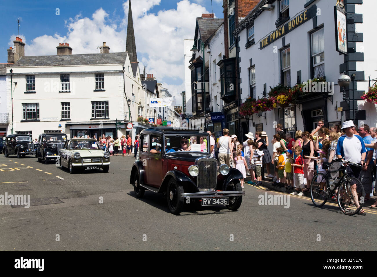 vintage cars procession carnival monmouth wales Stock Photo - Alamy