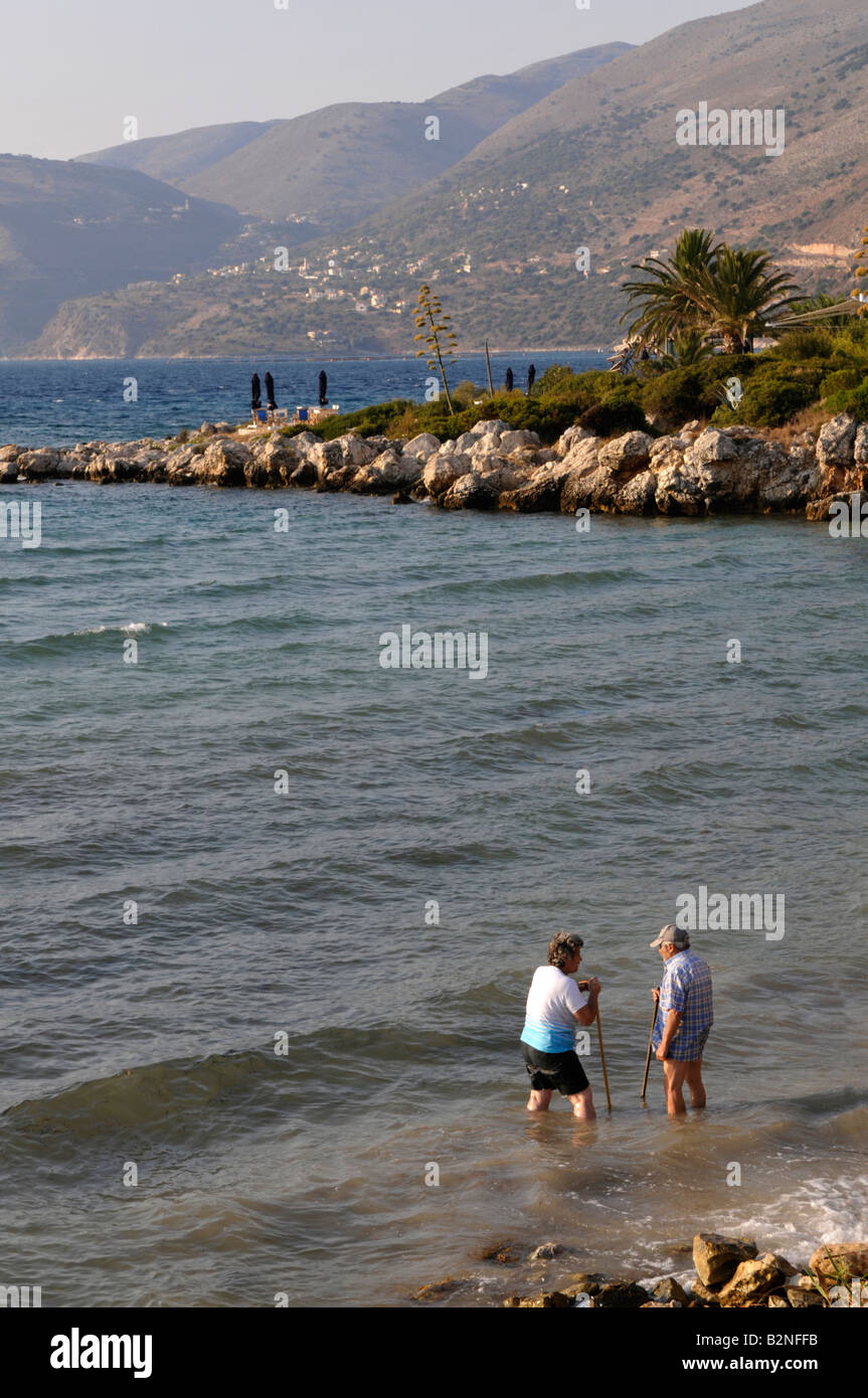 Cooling off in Argostoli bay Kefalonia Greece Stock Photo
