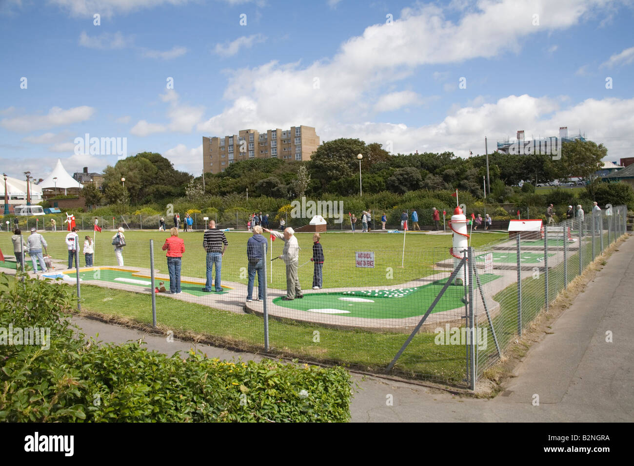 Southport Merseyside England UK July Holidaymakers on the crazy golf