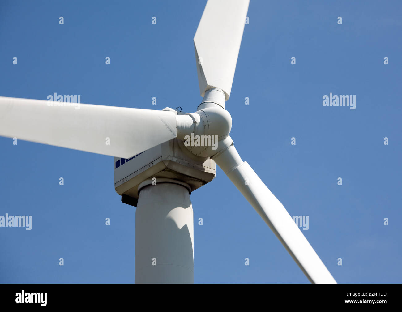 A Vestas wind turbine providing diverse renewable energy at Coal Clough Windfarm, Cliviger, Near Burnley, Lancashire, England Stock Photo