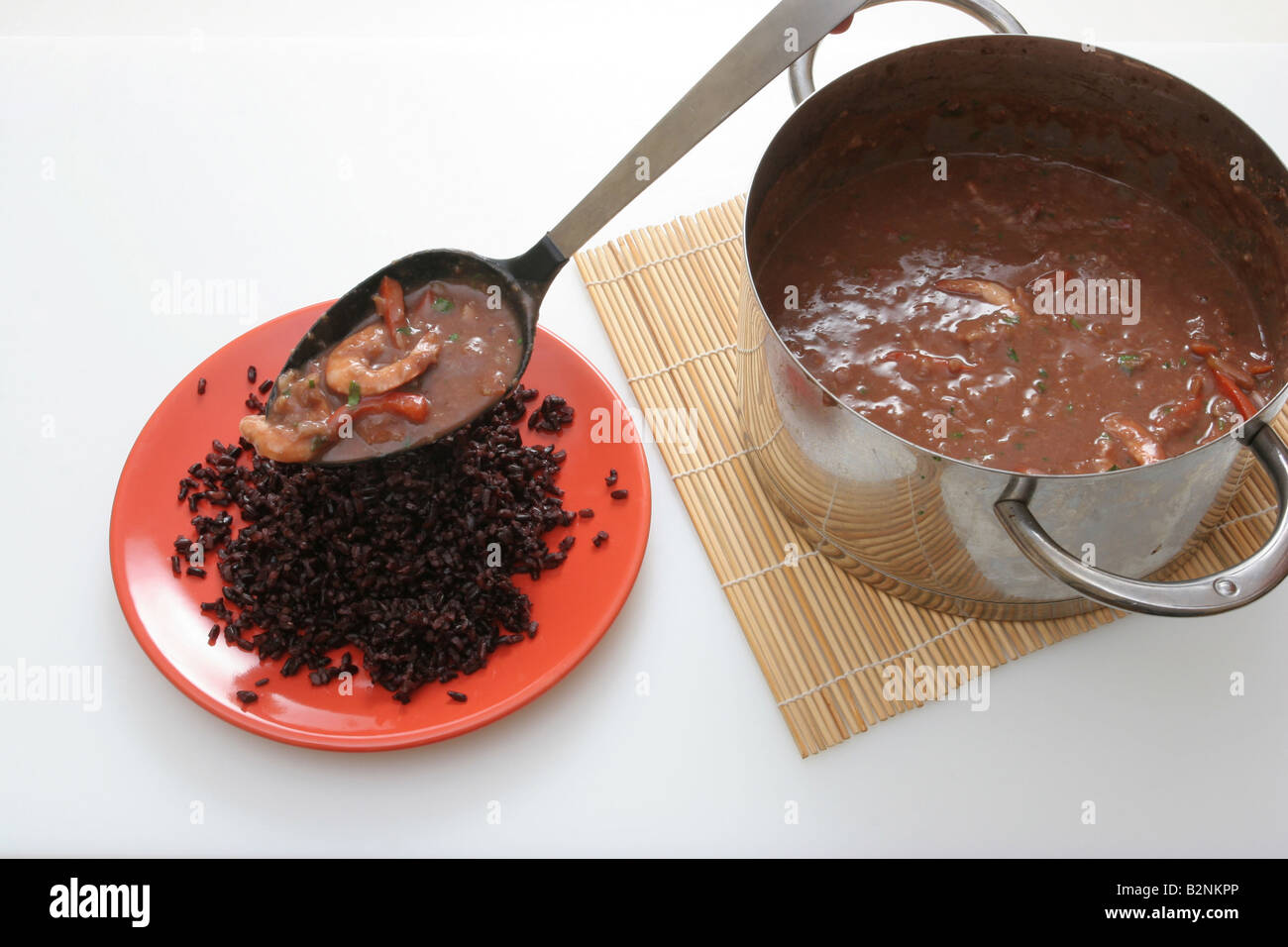 Preparation (Step.6), Rice in Cajun style, Italy Stock Photo
