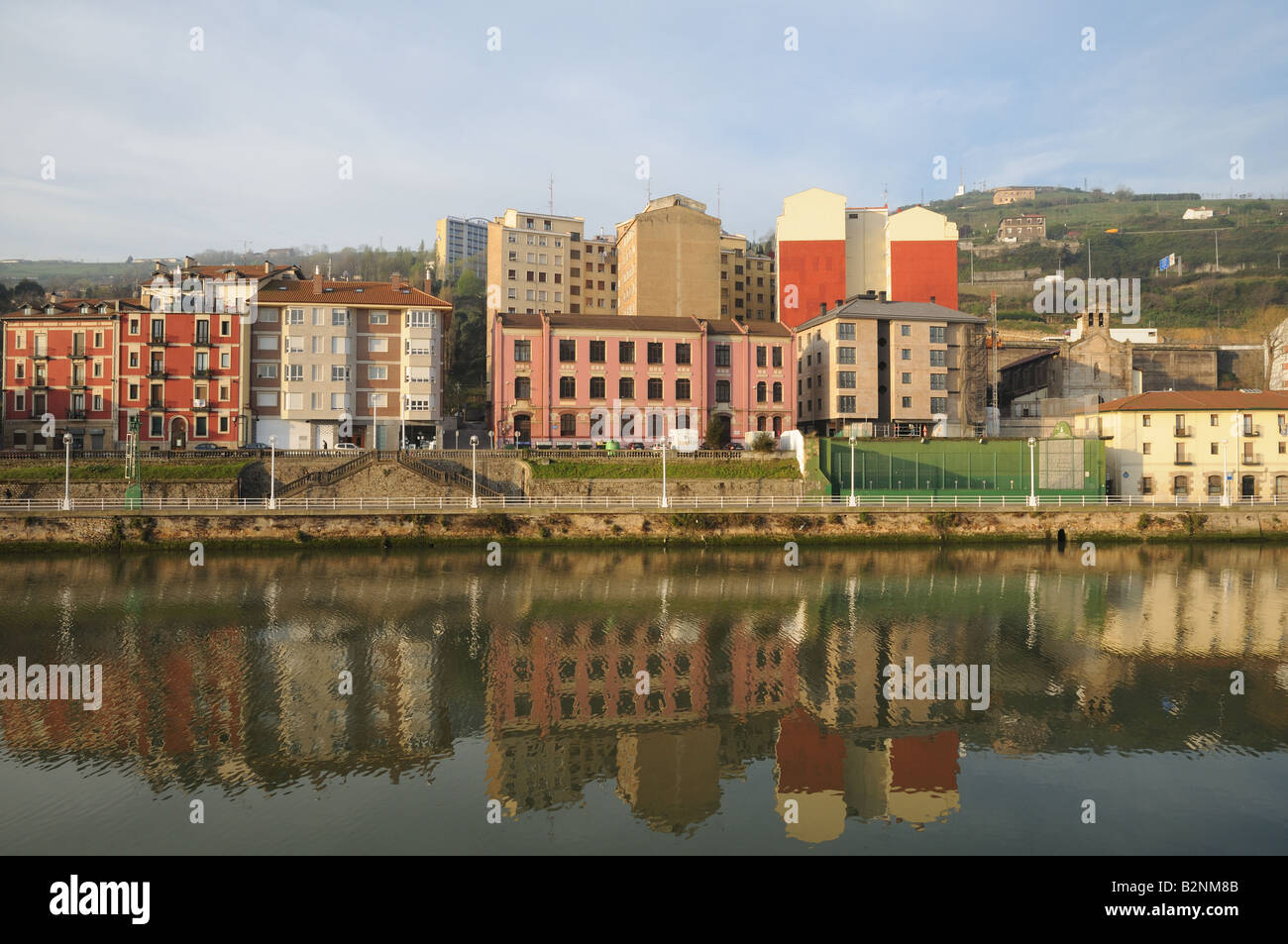 High rise flats apartments houses buildings seen across the Ria de